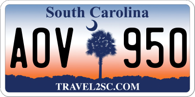 SC license plate AOV950