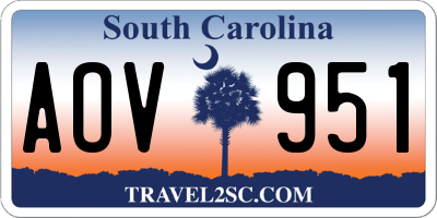 SC license plate AOV951