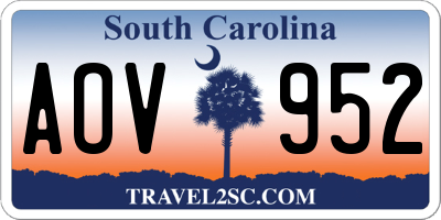 SC license plate AOV952