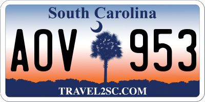 SC license plate AOV953