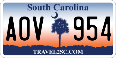 SC license plate AOV954