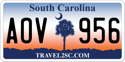 SC license plate AOV956