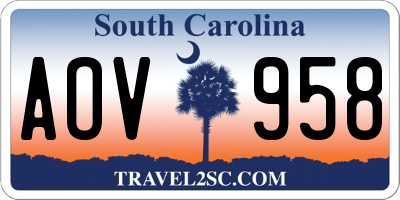 SC license plate AOV958