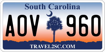 SC license plate AOV960