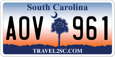 SC license plate AOV961