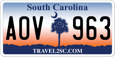 SC license plate AOV963