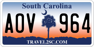 SC license plate AOV964