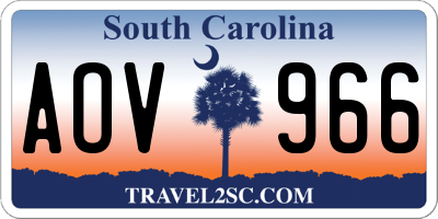 SC license plate AOV966
