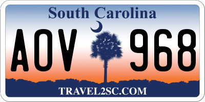 SC license plate AOV968