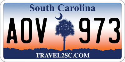 SC license plate AOV973