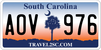 SC license plate AOV976