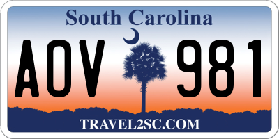 SC license plate AOV981