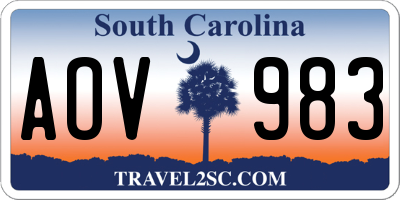 SC license plate AOV983