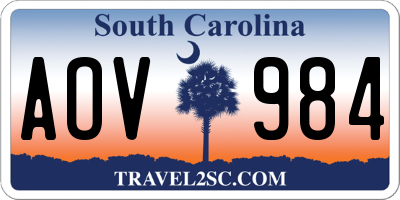 SC license plate AOV984