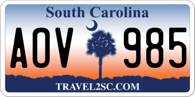 SC license plate AOV985
