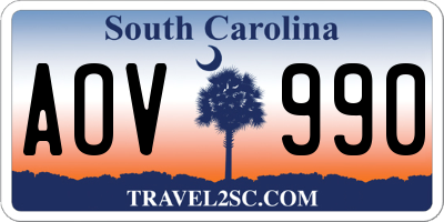 SC license plate AOV990