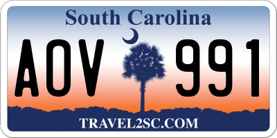 SC license plate AOV991