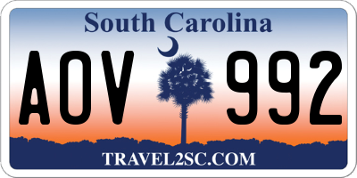 SC license plate AOV992