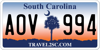 SC license plate AOV994