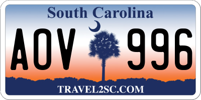 SC license plate AOV996
