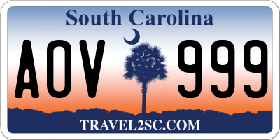 SC license plate AOV999