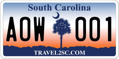 SC license plate AOW001