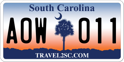 SC license plate AOW011