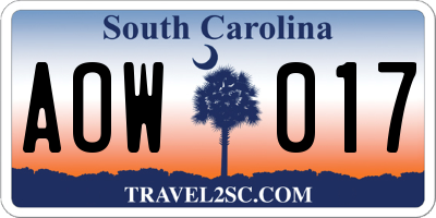 SC license plate AOW017