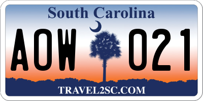 SC license plate AOW021