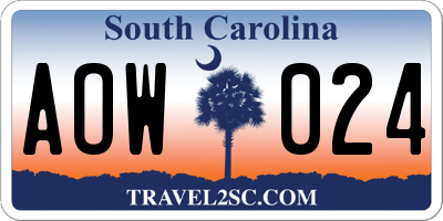 SC license plate AOW024