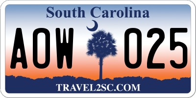 SC license plate AOW025