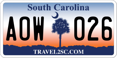 SC license plate AOW026