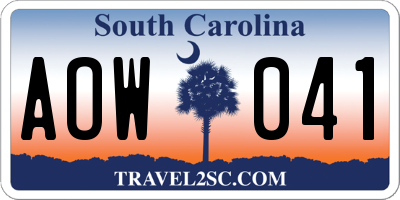SC license plate AOW041