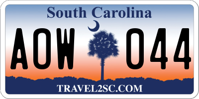 SC license plate AOW044