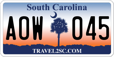SC license plate AOW045
