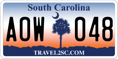 SC license plate AOW048