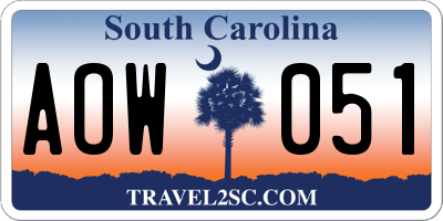SC license plate AOW051