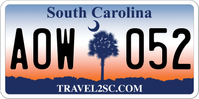 SC license plate AOW052