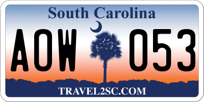 SC license plate AOW053