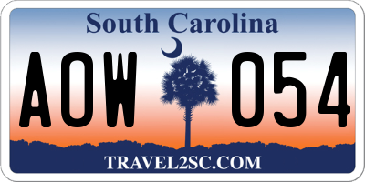 SC license plate AOW054