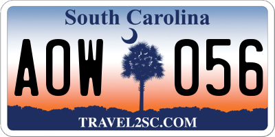 SC license plate AOW056