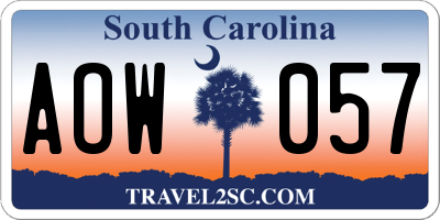 SC license plate AOW057