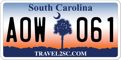 SC license plate AOW061