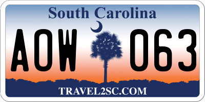 SC license plate AOW063