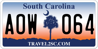 SC license plate AOW064