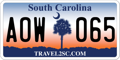 SC license plate AOW065