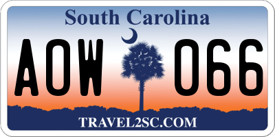 SC license plate AOW066