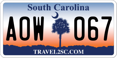 SC license plate AOW067