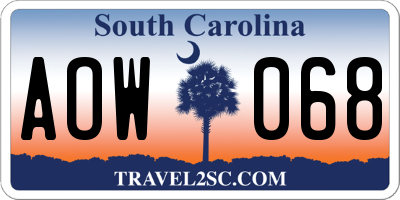 SC license plate AOW068