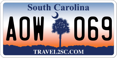 SC license plate AOW069